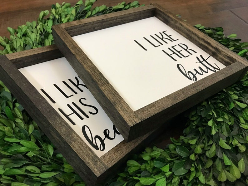 I Like His Beard I Like Her Butt Sign Set of 2 Master Bedroom Bathroom Decor Boho Modern Farmhouse Minimalist Anniversary Gift for Him image 3