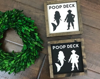 Poop Deck Sign | Bathroom Wall Decor | Funny Bathroom Sign | Nautical Bathroom | Mermaid Sign | Pirate Sign | Kids Bathroom | Nautical Decor