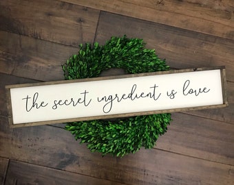 The Secret Ingredient is Love Sign | Meals and Memories Made Here | Kitchen Wall Decor | Modern Farmhouse Dining Room Boho Style Minimalist