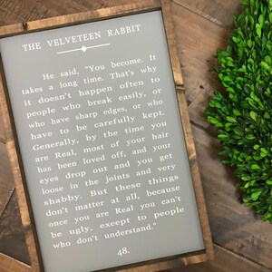 Velveteen Rabbit Book Page Quote Sign Wood Sign Farmhouse Sign Farmhouse Decor Farmhouse Style Kids Room Nursery Decor Home Deco image 3