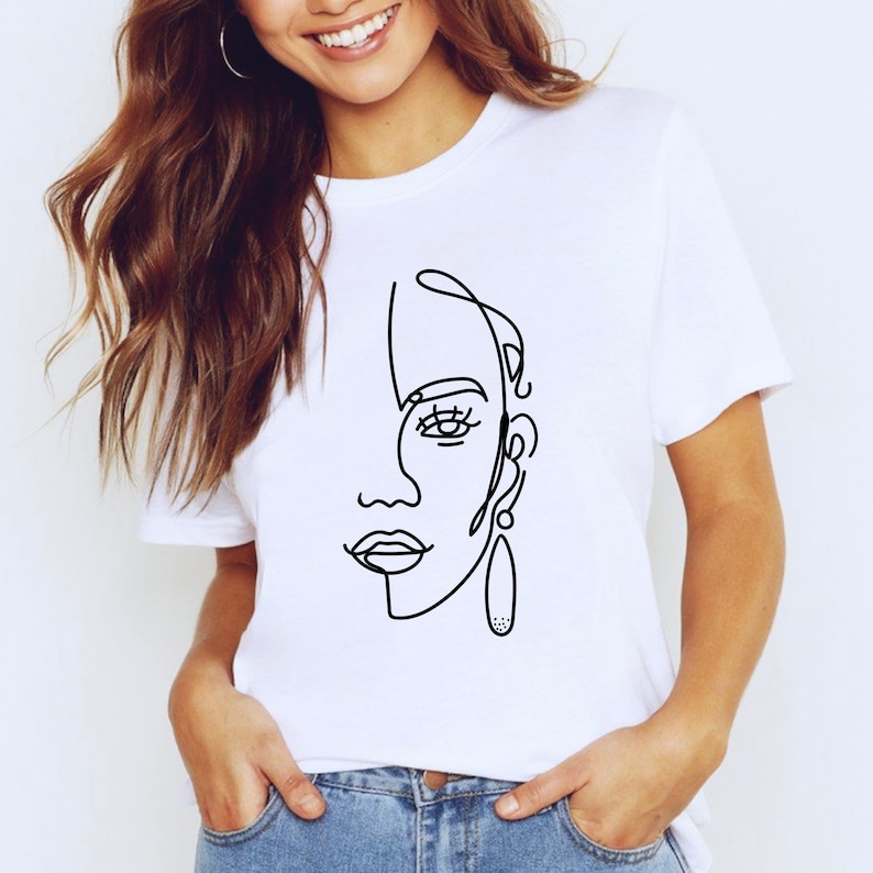 Frida TShirt Minimalist Face Art One Line Drawing Womens
