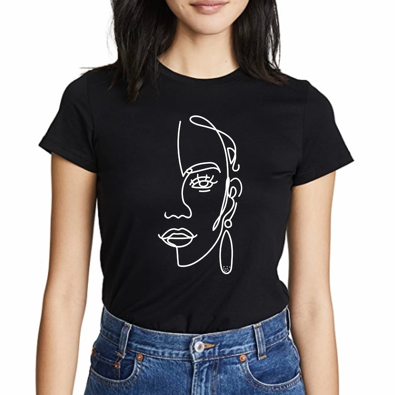 Frida TShirt Minimalist Face Art One Line Drawing Womens