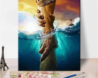 Jesus Hands Paint by Numbers Kit: Christian Art Project, 16x20 Frameless Canvas