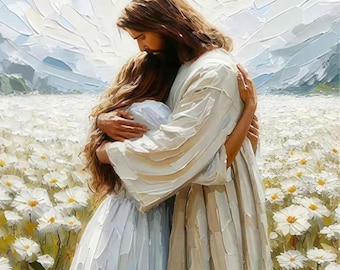 Jesus Embrace Paint by Numbers Kit: Christian Devotional Art, 16x20 Frameless Canvas