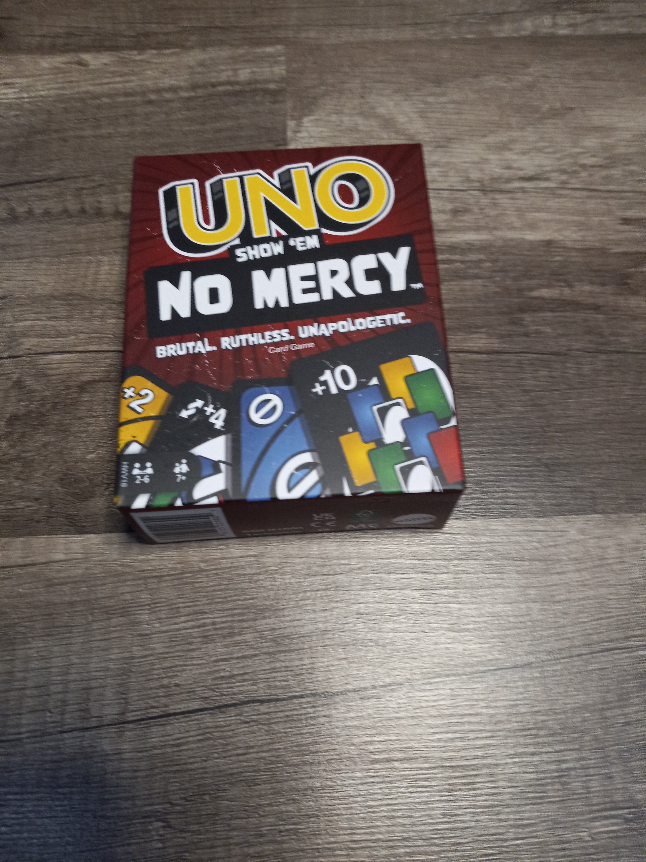 UNO Show 'Em No Mercy  UNO Show 'Em No Mercy is even more brutal than the  original. Forget the Draw 4, we now have DRAW 10s. UNO Show 'Em No Mercy