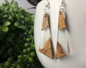 Hybrid Wood Resin Light Shimmer Earrings