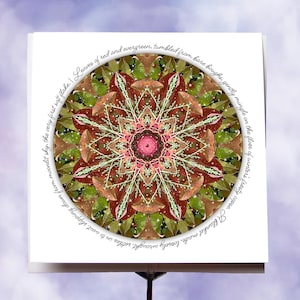Yule or Christmas Card with Woodsy Snowflake Mandala and Poetry, Cozy Message for Yule, Christmas, or Winter Solstice, Hopeful Holiday Card