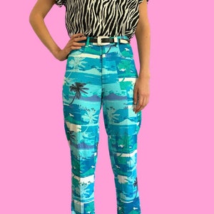 Palm Tree Printed Pants - Etsy