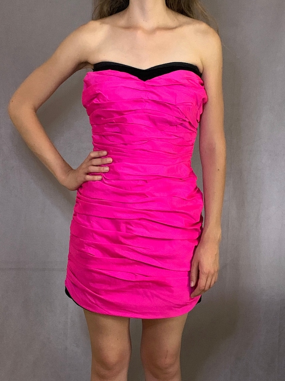 hot pink 80s prom dress