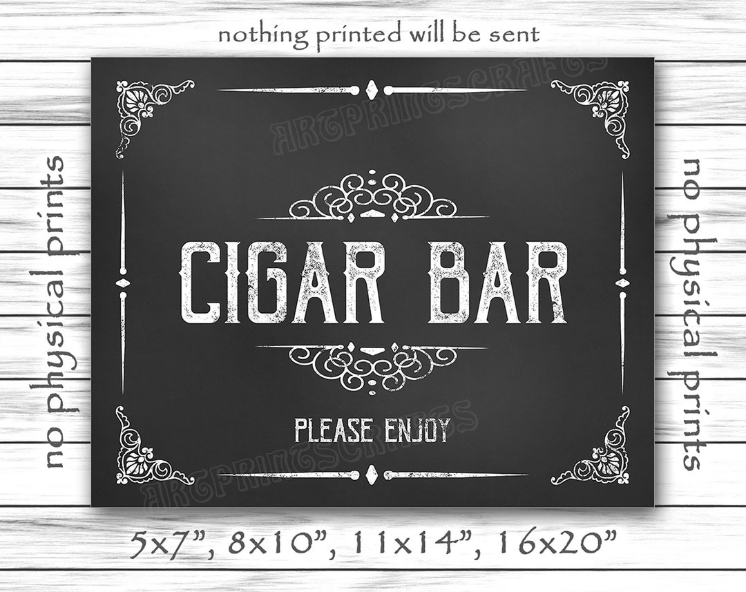 Cigar Bar, Cigar Bar Please Enjoy, Wedding Bar Sign, Please Enjoy ...