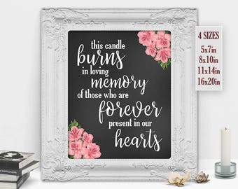 This Candle Burns in Loving Memory of Those Forever Present in our Hearts, Wedding Decor, Wedding Memorial Sign, Printable DIGITAL FILE Only