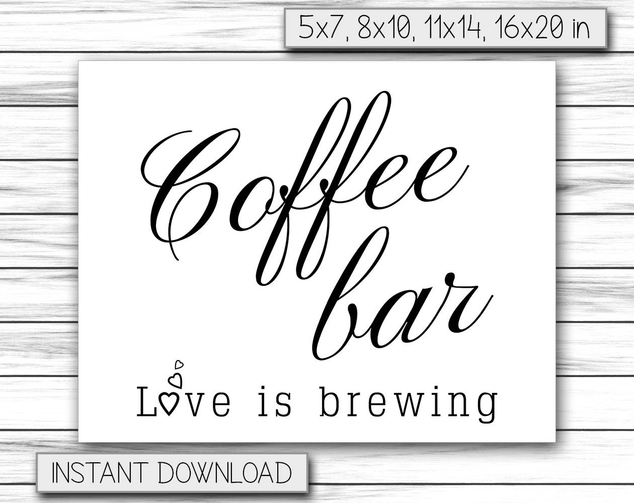 Coffee Bar Sign Printable Wedding Sign Wedding Signs Etsy