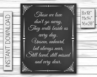 Those We Love Don't Go Away, Memory Sign, Memorial Sign, In Loving Memory Sign, Printable Wedding Sign, Printable DIGITAL FILE