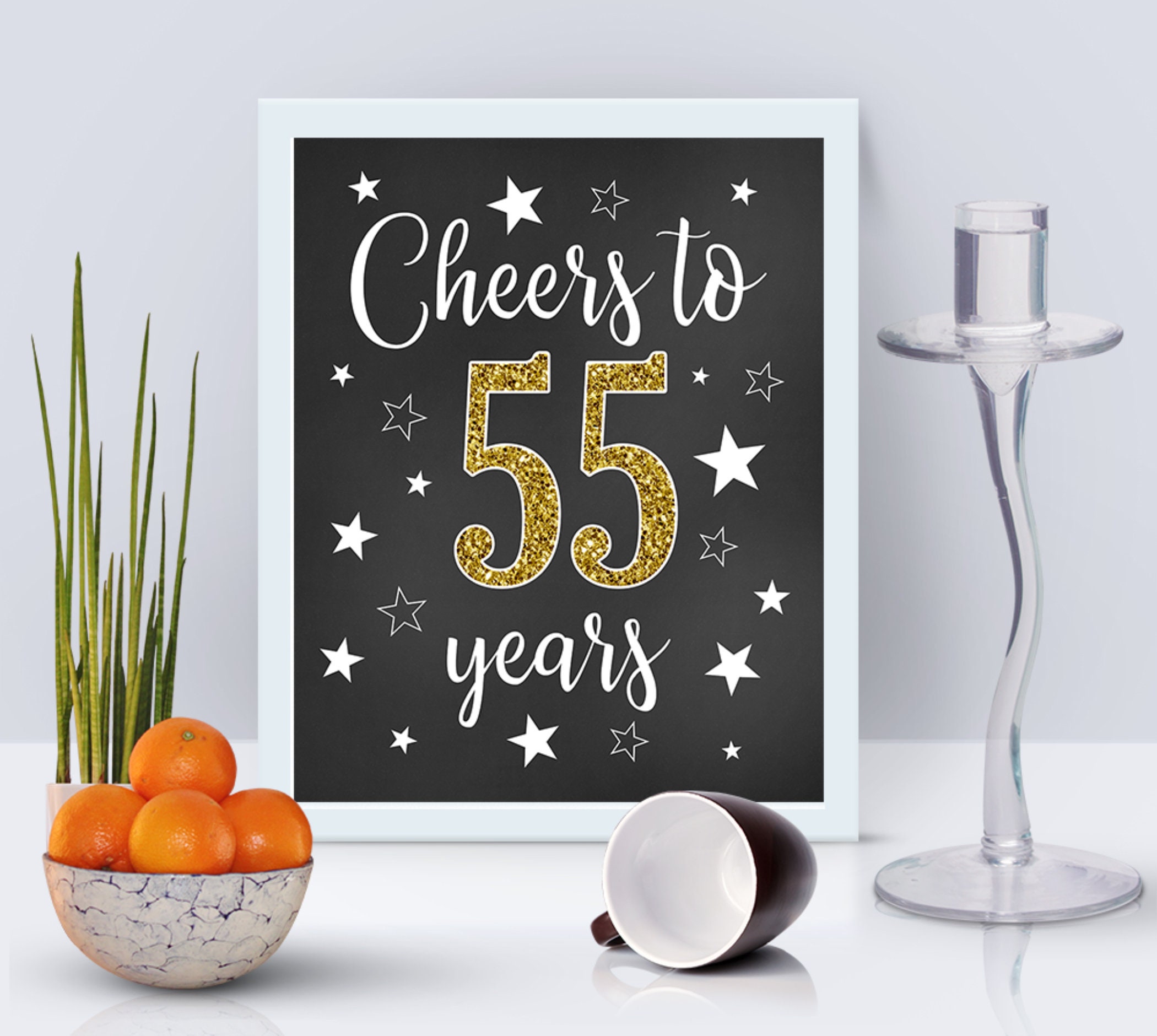 Cheers to 55 Years 55th Birthday Sign Happy 55th Birthday Etsy