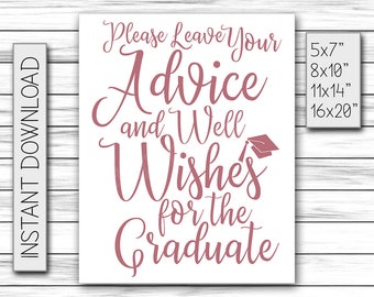 Graduation Gift For Her - Please Leave Your Advice And Well Wishes For The Graduate - High School Graduate Sign - Printable DIGITAL FILE JPG