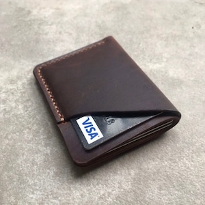 Portefeuille en cuir CUSTOM, portefeuille personnalisé, portefeuille mince unique, cadeau pour lui, cadeau de garçons d'honneur, portefeuille de poche avant