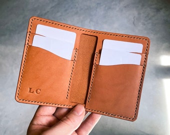 PERSONALIZED leather wallet, mens christmas gift, custom bi-fold wallet, groomsmen gift, front pocket wallet