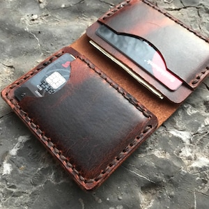 Billetera minimalista/billetera plegable/billetera de cuero/billetera para hombre/billetera personalizada/regalo de cumpleaños/regalo para hombre/regalo de boda/regalo de Navidad