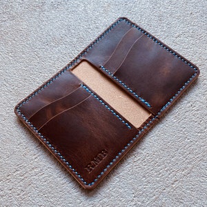 Cartera de cuero PERSONALIZADA, regalo de Navidad para hombres, cartera doble personalizada, regalo para novios, cartera de bolsillo frontal