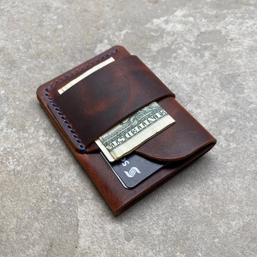 Minimalist Leather Wallet Personalized Slim Front Pocket - Etsy