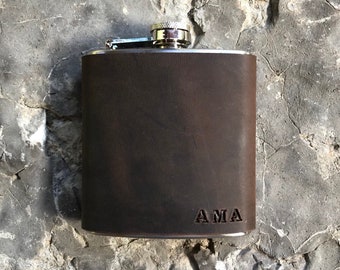 Personalized gift/ Blackjack leather/ gift for him/ groomsmen flask/ Christmas gift/ birthday gift/ wedding gift/ custom flask