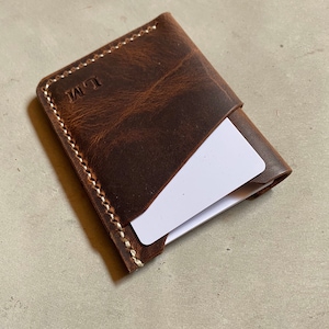 Portefeuille en cuir mince, portefeuille personnalisé, portefeuille minimaliste personnalisé, cadeau de Noël pour lui, cadeau de marié, portefeuille de poche avant