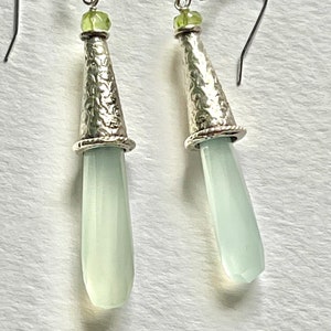 Blue chalcedony and peridot earrings