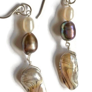 Cafe au lait pearl earrings