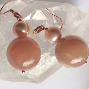 Peach moonstone earrings