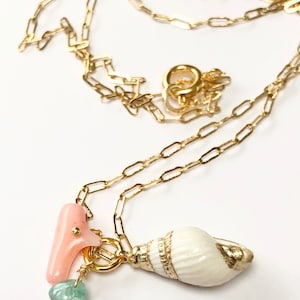 Colgante de concha y coral