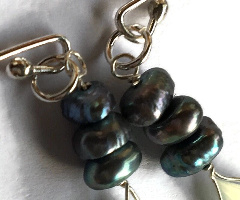 Chalcedony and Pearl Earrings - Etsy UK