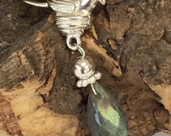 Silver nesting bird pendant