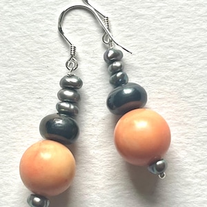 Coral and pearl earrings