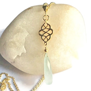 Blue chalcedony teardrop pendant