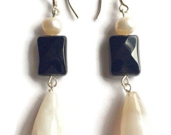 Black and white earrings