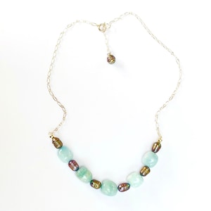 Aquamarine with coffee pearls ,