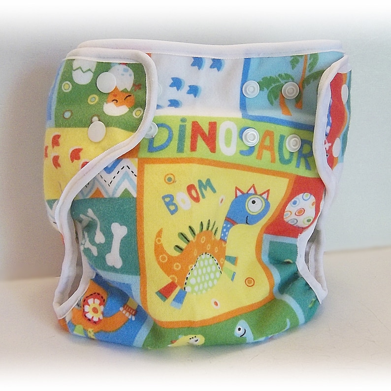 PUL Lined AIO SALE New Cloth pocket diaper,Free Insert Machine wash Reusable Dinosaur Small Adjustable