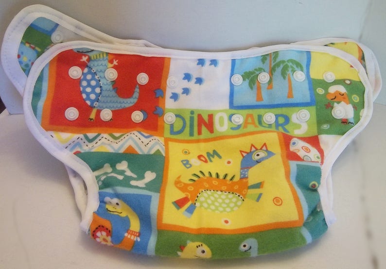 PUL Lined AIO SALE New Cloth pocket diaper,Free Insert Machine wash Reusable Dinosaur Small Adjustable