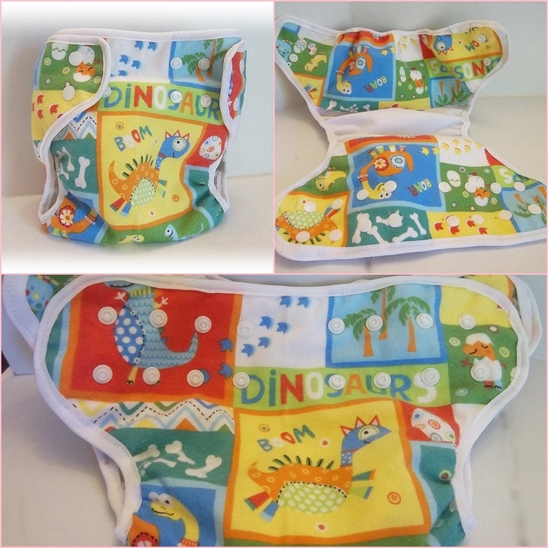 PUL Lined AIO SALE New Cloth pocket diaper,Free Insert Machine wash Reusable Dinosaur Small Adjustable