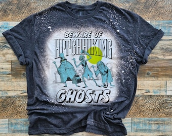 Camiseta "Cuidado con los fantasmas que hacen autostop", manga larga de Graceys Manor, "Bienvenidos mortales insensatos", Madame Leota Crystal, manga larga de la mansión embrujada