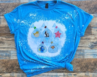 Escaped Nemo Dory Shirt, Dory Friends Fish Bleach Tee, Marlin, Bruce, Just keep swimming, Coral Marlin fish tee, Fish Movie Kids