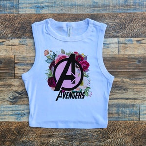 Avengers Floral Crop Tank, Avengers Baby T-Shirt, Avengers Damen Ernte, Avengers Tshirt für Mädchen, Endspiel Tank für Frauen