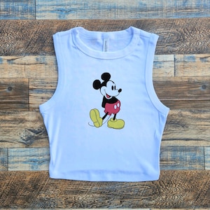 Mickey Crop Tank, Mickey Mouse Tank Top Womens, Retro mouse tshirt, Limited old school baby tee, Disney cute shirt