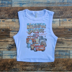 Cars Radiator Springs Crop Tank, Mcqueen Mater Mack Baby tee, DCA Cars Land Tshirt, Ka-Chow, I am speed Crop, Sally Pit Stop