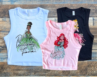 Disney Princess Shirt, Womens bleached princess shirt, kids princess tshirt, ladies disney tank top, merida tank, small world tank top, ALL