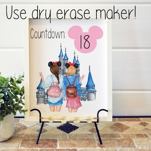 Disney countdown, disney best friends wall art, disney wall art, disney dry erase countdown board, disney bff art, 8x10 image 1