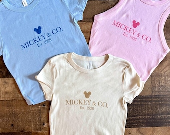 Mickey Baby Tee, Simple Mouse Crop Tank, Monochrome Soft Disney womens tshirt, WDW old school baby tee, Disney cute shirt, Feminine
