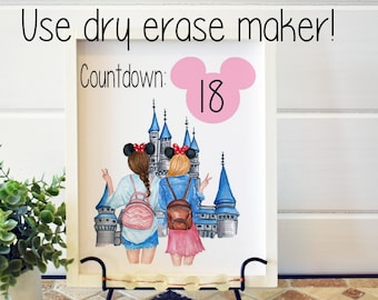 Disney countdown, disney best friends wall art, disney wall art, disney dry erase countdown board, disney bff art, 8x10