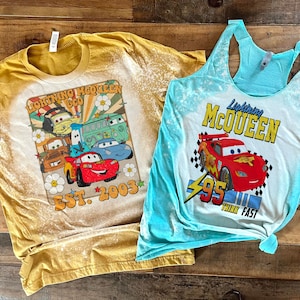 Disney Cars Mater tshirt, Lighting mcqueen bleached tee, Carsland tshirt, radaitor springs shirt, retro cars tshirt