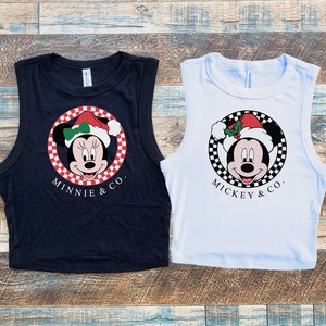 Christmas Mickey Crop, Magic Kingdom Minnie crop tank, Disney Holiday men and women, Matching Christmas